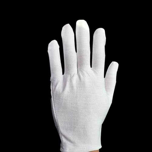 12 Pairs White Cotton Gloves for Eczema Dry Hands Breathable Work Glove Liners Moisturizing Spa Jewelry Inspection Etiquette Gloves Stretchy Fit for Men Women 24PCS Archival Photo Gloves (Large) - size: Large