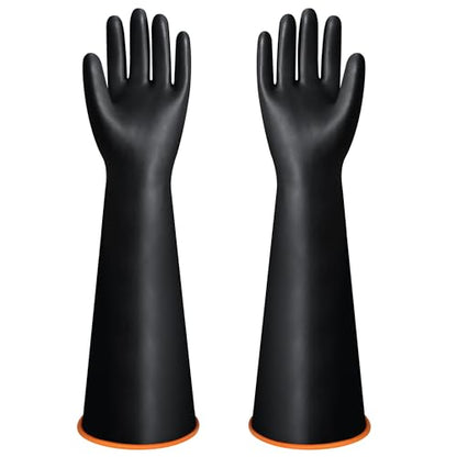 22" Chemical Resistant Gloves, Reusable Heavy Duty Long Rubber Glove, Waterproof Dishwashing Gloves for Men, Forearm Protection Resist Strong Acid, Alkali, Oil, XL Size - size: 22 inch