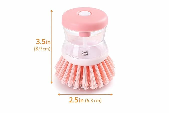 Soap Dispensing Dish Scrub Brush with Liquid Dispenser, Multicolour, Plastic, 3.5 Inches, Kitchen Sink Cleaner Dish Washer and Other Household Cleaner (Pack of 4) - size: PACK OF 4