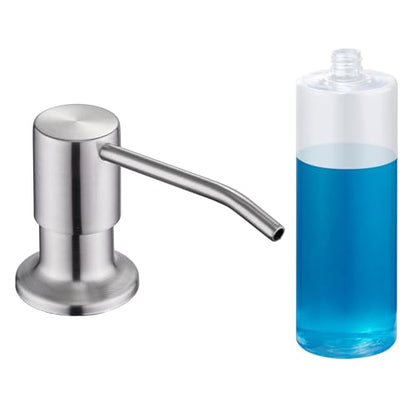 Sink Soap Dispenser Brushed Nickel, Soap Dispenser for Kitchen Sink Stainless Steel Refill from The Top Built in Sink Soap Dispensers with 17 OZ Soap Bottle - color: Brushed Nickel