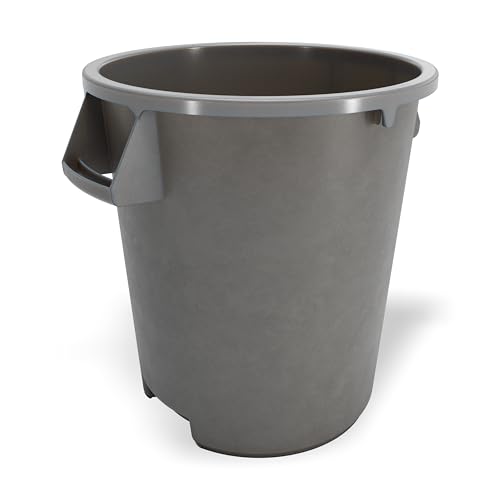 Winco Heavy-Duty Round Waste Container/Trash Can, 10 Gallon, Gray - color: Gray, size: 10 Gallon