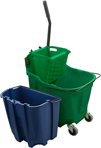 SPARTA OmniFit Mop Bucket System, Durable Mop Bucket, Side Press Wringer, and Soiled Water Insert, Floor Cleaning Essentials for Commercial and Home Use, 35 Qt Capacity, 1 Count, Green - color: Green