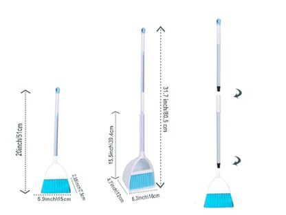Mini Broom with Dustpan for Kids,Little Housekeeping Helper Set (White+Sky Blue) - color: White+sky Blue