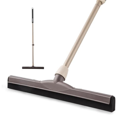 Eyliden Floor Squeegee for Water Removal, 17-inch EVA Dual-Layer Blade | Won’t Scratch Floors, Quick Water/Soap Removal in One Pass, for Kitchen, Bathroom, Tile, Hardwood, Telescoping Long Handle