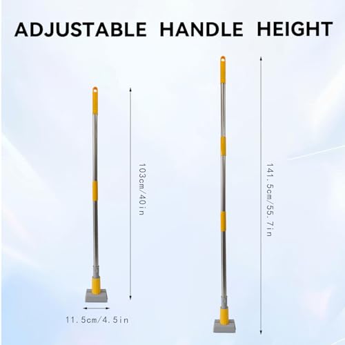 Heavy Duty Commercial Jaw Clamp Mop Handle 55.7 Inch Thickened Stainless Steel Yellow Mop Stick Industrial Grade Replacement Adjustable Mop Rod - color: Yellow, size: mop handle