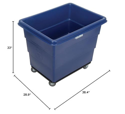 Global Industrial 12 Bushel Plastic Bulk Box Truck, Steel Chassis Base, 1000 lbs. Capacity, 4" Non-Maring Rubber Casters, Blue, 38-2/5"L x 28-9/10"W x 33" H - color: Blue