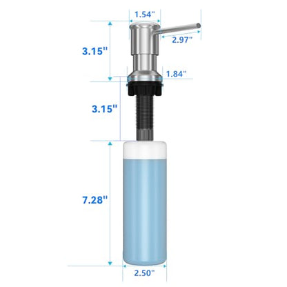 Dish Soap Dispenser, Kitchen Sink Soap Dispenser Pump with 17 OZ Bottle, Refill from The Top, Wide Pump Head Base (Brushed Nickel) - color: Brushed Nickel, size: With Bottle