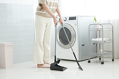 Broombi and Dustpan Set - All-Surface Silicone Broom & Squeegee for Indoor Cleaning - Sweeps Glass, Dust, Removes Pet Hair, Liquids - Smooth Floors, Rugs, Windows - One-Click Smart Dustpan (Black) - color: Black