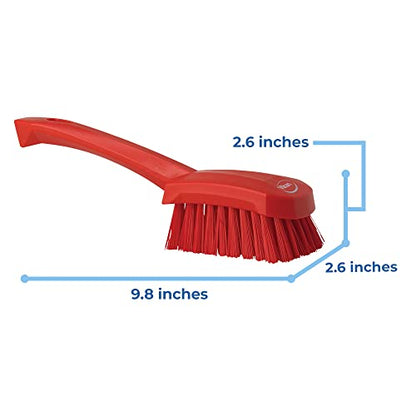 Vikan - 41924 Heavy Duty Sweep Hand Brush, Short-Handled Cleaning Brush and Scrubber, Polypropylene, Polyester Stiff Bristle, 10 Inch, Red - color: Red