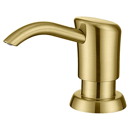 GAGALIFE Built in Sink Soap Dispenser or Lotion Dispenser for Kitchen Sink, Brushed Gold ABS Pump Head, with 17 Ounce Large PET Soap Bottle - color: Gold Brushed