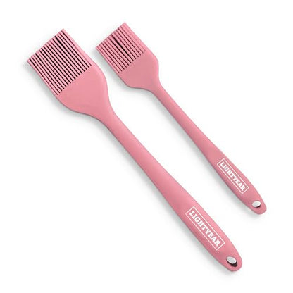 Lightyear Silicone Basting Pastry Brush Set (2 Pcs) ❘ 450°F Heat Resistant Oil Brush for Your Kitchen - Ideal For BBQ’s, Baking & Cooking | 100% Food Grade Silicone - BPA Free & Dishwasher Safe (Pink) - color: Pink