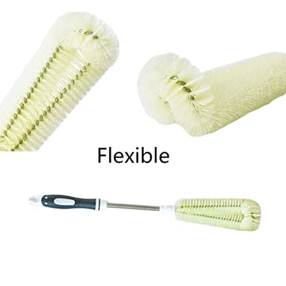 Flexible Long Water Bottle Cleaning Brush with Long Handle, Bendable Baby Milk Bottle Brushes for Narrow Neck Decanter Wine Glass Jugs Juicers Coffee Mug Sports Bottle (16 inch)