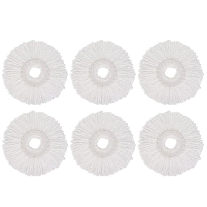 Spin Mop Replacement Heads, 6.3 Inch Microfiber Mop Refills Compatible with Hurricane, Mopnado, Simpli Magic and Other 360° Spin Mop Systems, Round Standard Universal Mop Pads (White) - 6 Pack - color: White - 6 Pack