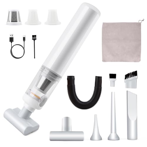ULTREMA Car Vacuum Portable Cordless, 20000Pa Mini Vacuum Cleaner, 4-in-1 Compact Auto Duster & Air Pump, 1.05lbs Handheld Vacuum with 15 Attachments for Keyboard, Desk and Pet Hair