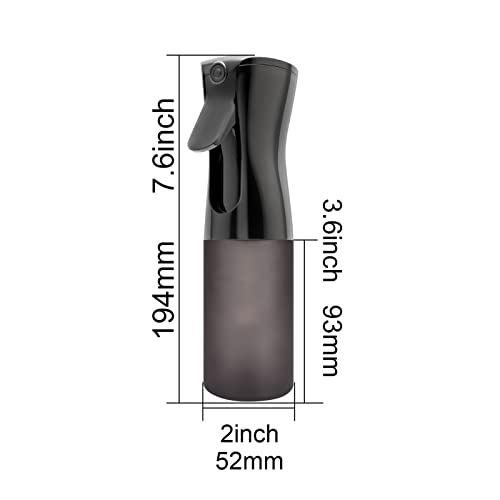 2Pcs Continuous Mist Spray Bottle – Ultra Fine Continuous Spray Bottle Hair Water Ultra Fine Mister Sprayer Propellant Free for Hairstyling, Cleaning, Plants, Misting (black)