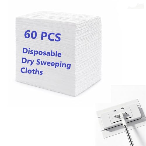 Dry Sweeping Cloths for INWEJIA Hands Free Flat Mop & Swiffer Sweeper – 60 Count, Disposable Duster Refills for Floor Cleaning, Pet Hair, Dust, Dirt on Multi-Surface (Not Include Mop) - size: Large dust mop pads 60 count