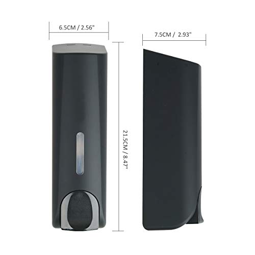 AUMIO Shampoo and Conditioner Dispenser, No Drill Wall Mounted Shower Dispenser, Black, Single Chamber, 350ml - color: Black 1 Chamber