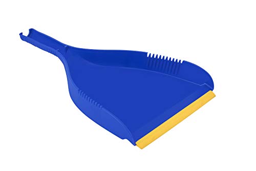 Superio Clip-On Dustpan - Heavy Duty Blue Plastic, Easy Grip Clip On Dust Pan with Rubber Edge, Detailed Sweeping Debris, Fits Standard Brooms Home & Commercial Dusting & Cleaning Tool (1) - color: Blue, size: 1-pack