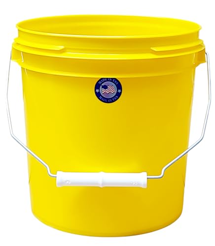 1 Gallon Bucket Pail with Handle Food Grade Safe BPA Free Polyethylene HDPE Plastic Storage Container Thickened 65Mil All Purpose Heavy Duty Premium Quality Buckets FDA Compliant (Yellow)