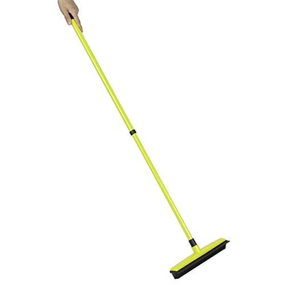Pet Hair Sweeper, Rubber Broom Pet Hair Lint Removal Device with Telescopic Bristles Sweep Cleaner 27 to 47 Inches Adjustable Length Rubber Bristles TPE Scraper for Carpet Tile Hardwood Linoleum - color: Green