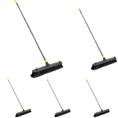Quickie Bulldozer Smooth Surface Push Broom 24 inch, Black, Sweep and Clean Tile/Sealed Concrete/Other Hard Flooring, Indoor/Outdoor Use/Heavy Duty Cleaning (Pack of 5) - size: 24 Inch (Pack of 5), style: Smooth Surface