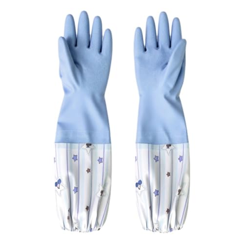 Extended PVC Dishwashing Cleaning Gloves, Reusable Kitchen Dish Gloves, Non-Slip Waterproof Household Gloves for Laundry, Working, Gardening(Green)