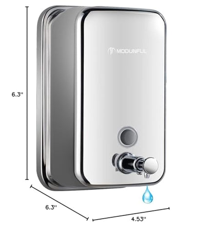 Stainless Steel Soap Dispenser for Home – 16.9oz Wall Mount, Anti-Leak Pump, Brushed Nickel Finish, Space-Saving Design for Kitchen & Bathroom - size: Vertical 16.9oz