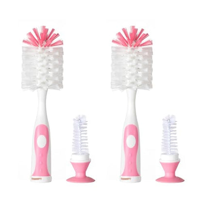 Chemimoso Multifunctional Cleaning Brush, Baby Bottle Brush, Bottle Brush Cleaner, Rotate The Suction Cup to Obtain The Small Bristle Brushes, Set Z, Pink, Nylon and Nylon Brush - color: Pink 2