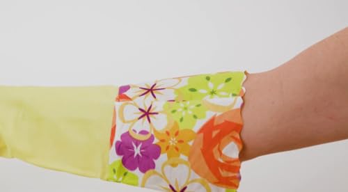 Household Gloves - Latex-Free, Waterproof, Long Cuff, Soft Lining Non-Slip, Adjustable Strap, Multi-Layer Protection, Flexible, Durable, Chemical-Resistant, Reusable for Cleaning (4 Pair) - color: Yellow/Grey, size: Large (Pack of 4)