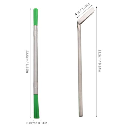 Amosfun Elevator Sill Cleaner Tool with Long Handle Gap Scraper and Brush for Efficient Elevator Track Cleaning in Commercial and Residential Buildings - size: 22.50X0.80X0.80CM