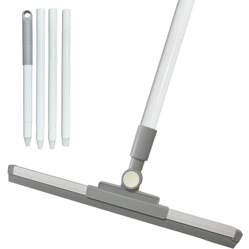 Squeegee Broom for Floor Shower Squeegee with Long Handle Rubber Wiper for Bathroom Tile Shower Glass Car Window Deck Patio Cleaning
