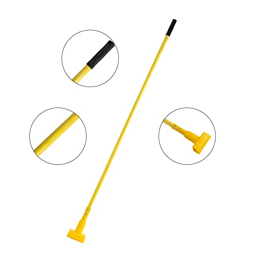 Matthew Cleaning Commercial Quick-Change Fiberglass Mop Handle for Floor Cleaning Heavy Duty Mop Stick Replacement 58inch Jaw Clamp-Style Wet Mop Gripper Holder Handle 6 Packs - color: Small Jaw Clamp -Yellow