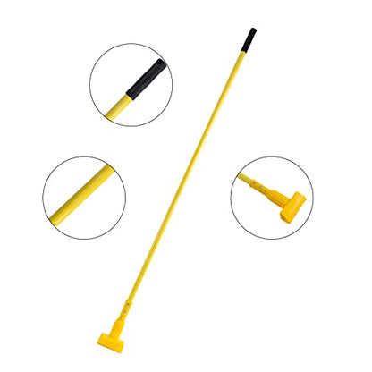 Matthew Cleaning Commercial Quick-Change Fiberglass Mop Handle for Floor Cleaning Heavy Duty Mop Stick Replacement 58inch Jaw Clamp-Style Wet Mop Gripper Holder Handle 6 Packs - color: Small Jaw Clamp -Yellow