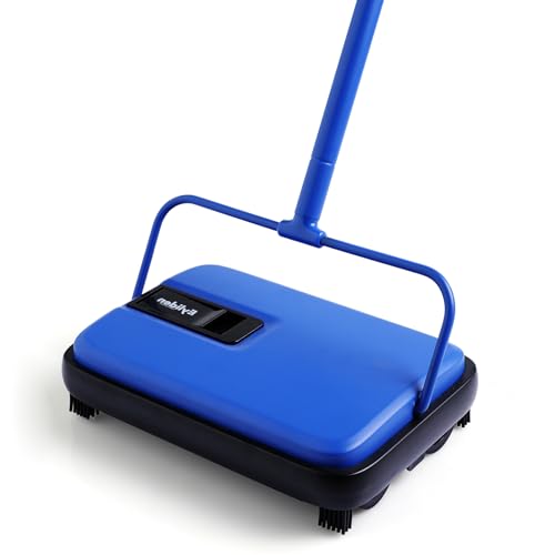 Eyliden Carpet Sweeper, Mini Size Lightweight Hand Push - No Noise, Non-Electric, Easy Manual Sweeping Only for Carpet Cleaning (Blue) - color: Blue