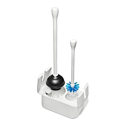 OXO Good Grips Toilet Brush & Plunger Set | Two Bathroom Essentials in one Space-Saving Canister | Toilet Bowl Cleaner and Plunger with Holder, Perfect for Small bathrooms