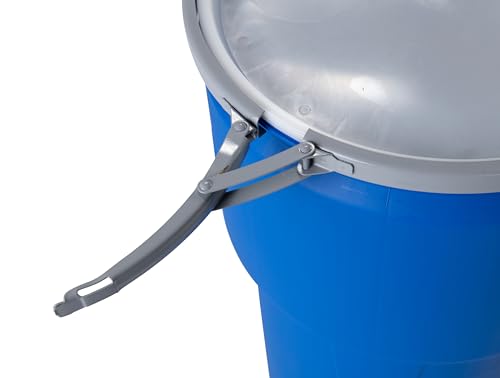 Eagle 14 Gallon Plastic Drum with Lid, Metal Lever-Lock, 26.5"x15", Open Head Lab Pack Drum Made of Durable, Lightweight HDPE, Withstands Weather and Chemicals, Made in USA, Blue, 1610MB - color: Blue, size: 14 Gallon, style: Metal Lever-Lock