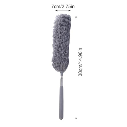 Extendable Feathers Duster Bendable Microfiber Long Handled Duster, Flexible Hand Cobweb Cleaner with Telescoping Pole for Cleaning High Ceiling Fans, Cars, Blinds, Cobweb, Furniture - color: Gray