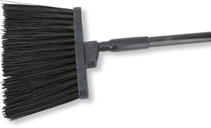 SPARTA 41083EC03 Plastic Color Coded Broom, Unflagged Bristles, Long Broom With Angled Head For Small Debris Cleaning, 56 Inches, Black - color: Black