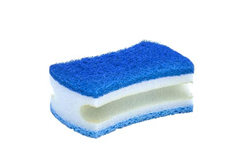 Superio Scrub Sponge with Grip (2 Pack) Heavy Duty Duel Sided Kitchen Sponge Cellulose Kosher Easy to use Dish wash Sponge… (Blue) - color: Blue