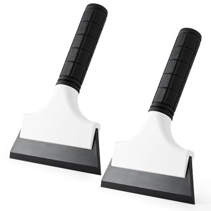 Gomake 2PCS Small Rubber Squeegee Ice Scraper Window Shower Squeegee,Auto Water Blade Squeegee for Shower Glass Door,Car Windshield, Window, Mirror, Bathroom,Countertop Cleaning (Black)