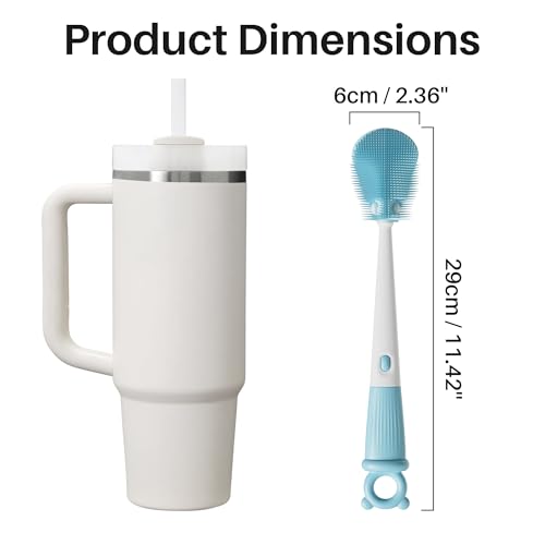 JOYMOOP Silicone Bottle Brush & Straw Cleaner Brush Set, Multi-Functional Bottle Washer for Sports Water Bottle,Glassware,Vase,and Narrow Neck Containers,Blue - color: Blue