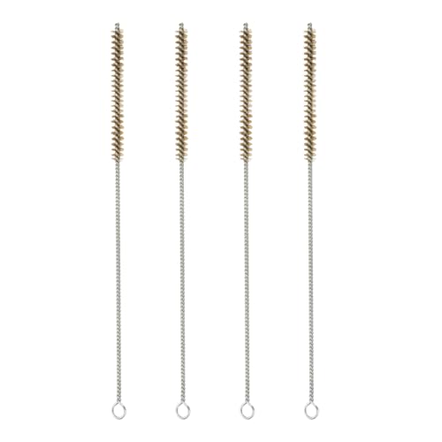 PATIKIL 12" Wire Tube Brush, 4Pcs 0.4" Diameter Brass Wire Tube Brush Pipe Cleaning Supplies for Auto Parts, Bottles, Tubes, Brass Tone - size: 0.4"