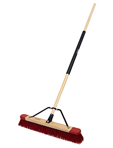 Harper 24 Inch Premium Indoor/Outdoor Wet/Dry, Dirt, Soil, Mulch All-Purpose Push Broom with Semi-Stiff Bristles, Grass and Oil, Wood Handle - style: Premium Indoor/Outdoor Wet/Dry Push Broom