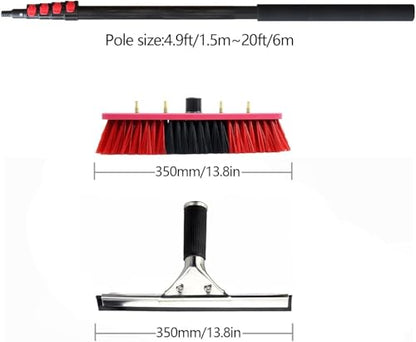 Window Cleaning Poles, Water Fed Pole Kit, Water Fed Brush W/Squeegee Water Fed Pole Kit for Solar Panel Cleaner(6M/19FT)