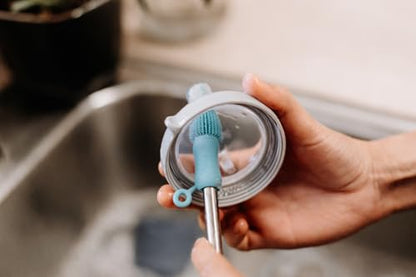Haakaa Silicone Cleaning Brush Kit – Household Cleaning Brushes for Bottles and Crevices – Food-Grade Silicone: Dishwasher Safe (Kit-Mist Blue) - color: Kit-mist Blue