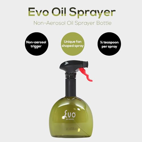 Evo Oil Sprayer Mini Non-Aerosol for Olive Oil, Cooking Oils, and Vinegars, Green, 8-Ounce Capacity, Set of 2 - color: Green