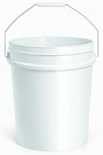 MKS Plastics 5-Gallon Gardening & DIY Bucket – Heavy Duty Garden Utility Pail, Food Grade BPA-Free Plastic, Metal Handle with Grip, Stackable, Made in USA – Natural (Blue Tint), 1 Pack