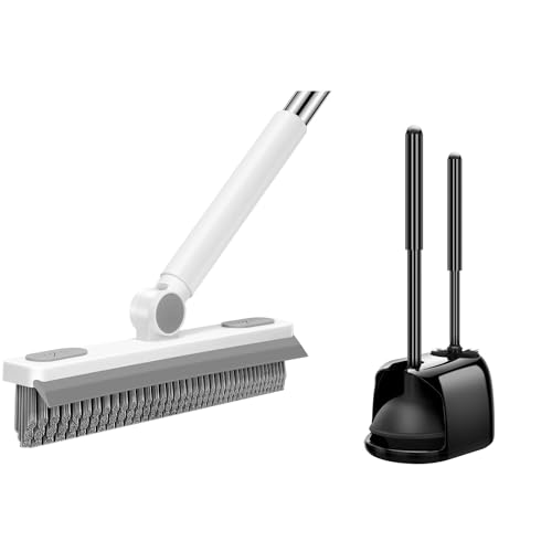 SetSail Toilet Brush and Plunger Set and Grout Cleaner Brush with Long Handle, Stiff Bristle Floor Grout Scrubber for Bathroom, Tile Line, Crevice, Kitchen, Wall, Deck, Garage