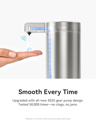 SUNLY Touchless Automatic Soap Dispenser – Clog-Free Pump, 0.2s Fast Sensor, USB-C Rechargeable, Smudge-Resistant Stainless Steel, for Kitchen & Bathroom Soap Dispenser - color: Silver