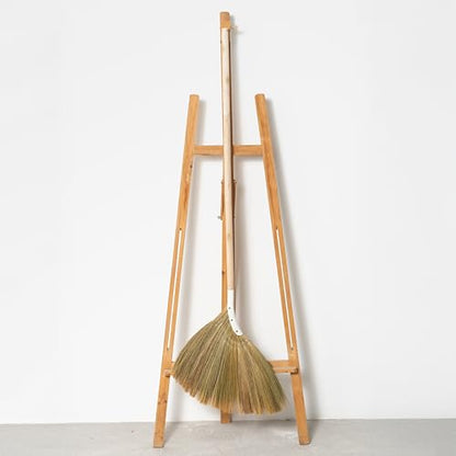 Natural Broom - Indoor Grass Broom - Long Handle Broomstick for House, Garage, Office, Lobby Room, Kitchen - color: Natural